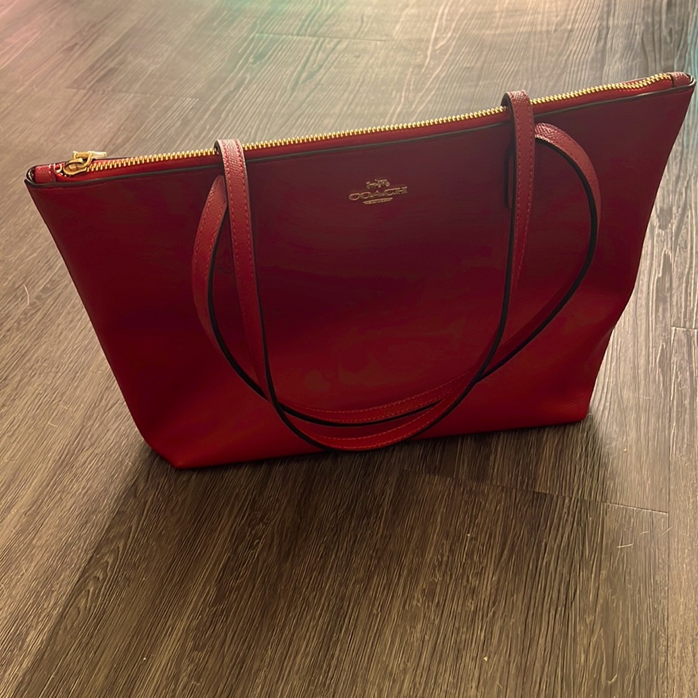 Coach Red Leather Tote